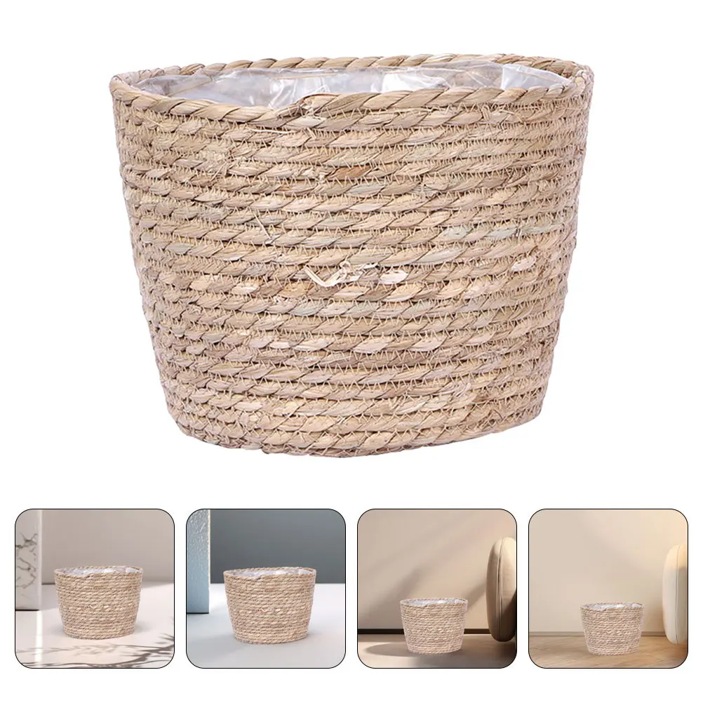 

Wicker Planter Basket Seagrass Flower Pot For Indoor Outdoor Plants Tall Round Plant Container Storage Bin Decorative