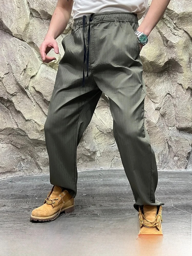 

Casual Loose Straight Leg Pants Breathable High Street Sle Autumn Faionable Men's Polyester Fiber Straight Cut Pants