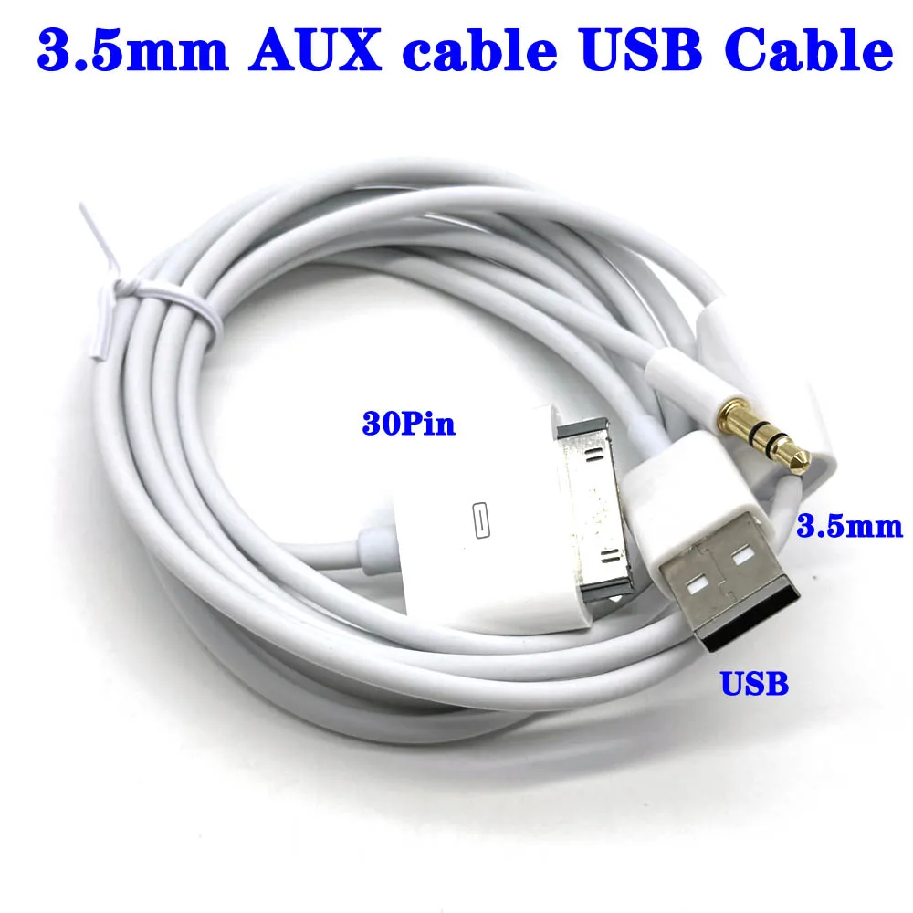 3.5mm AUX Cable USB Cable for iPhone 4s 3GS 3G iPad Nano ITouch 30-Pin Fast Charging USB Cable Charger Adapter Data Sync Cor