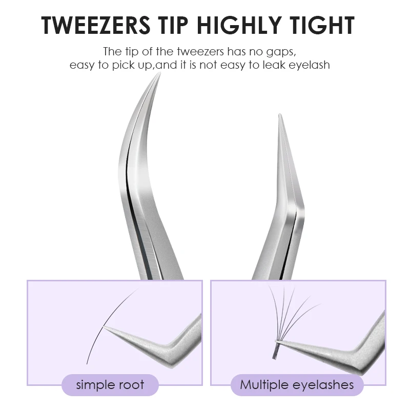 NATUHANA Eyelash Extension Tweezers Stainless Steel High Precision Stainless Steel Superhard Anti-Static Tweezers Makeup Tools