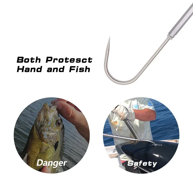 60cm Teleskop-Ausziehbarer Fischhaken aus Edelstahl für Eis- und Meeresfischerei, Neu – Detail 4