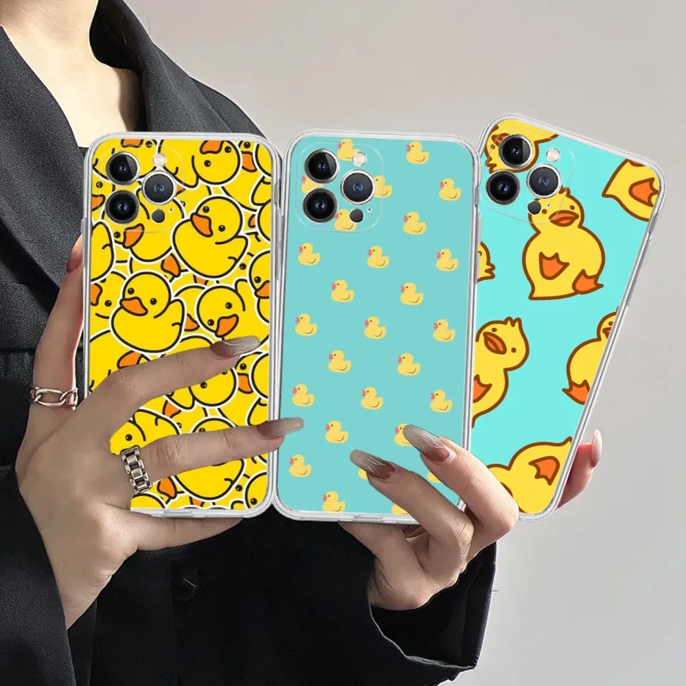 Capa de telefone pato amarelo silicone macio para iphone 16 15 14 13 12 11 pro mini xs max plus x capa