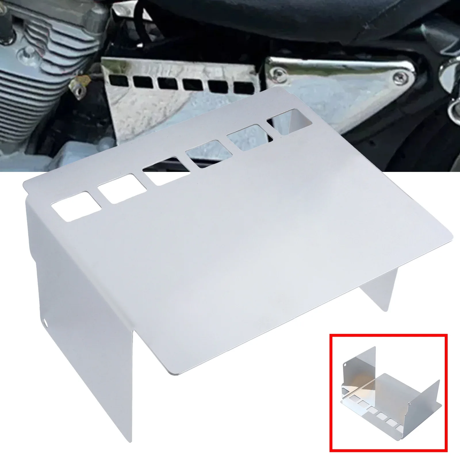 Chrome Battery Side Cover with Square View Holes Fits For Harley Low Rider Sportster FXWG /XLH/FXD/FXR /FXB/FXE