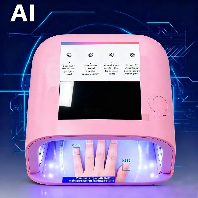 New Luxury Design Metal Nail AI LED UV Nail Lamp with Camera LCD Screen High Power Painless Fast Curing for Home & Salon Use