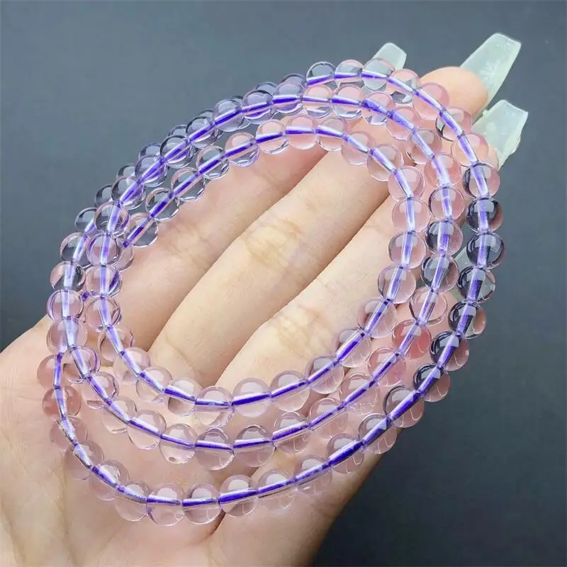 

5.5MM Natural Amethyst Triple Circle Bracelet Fashion Gemstone Crystal Jewelry Women Healing Bohemia Holiday Gift 1PCS