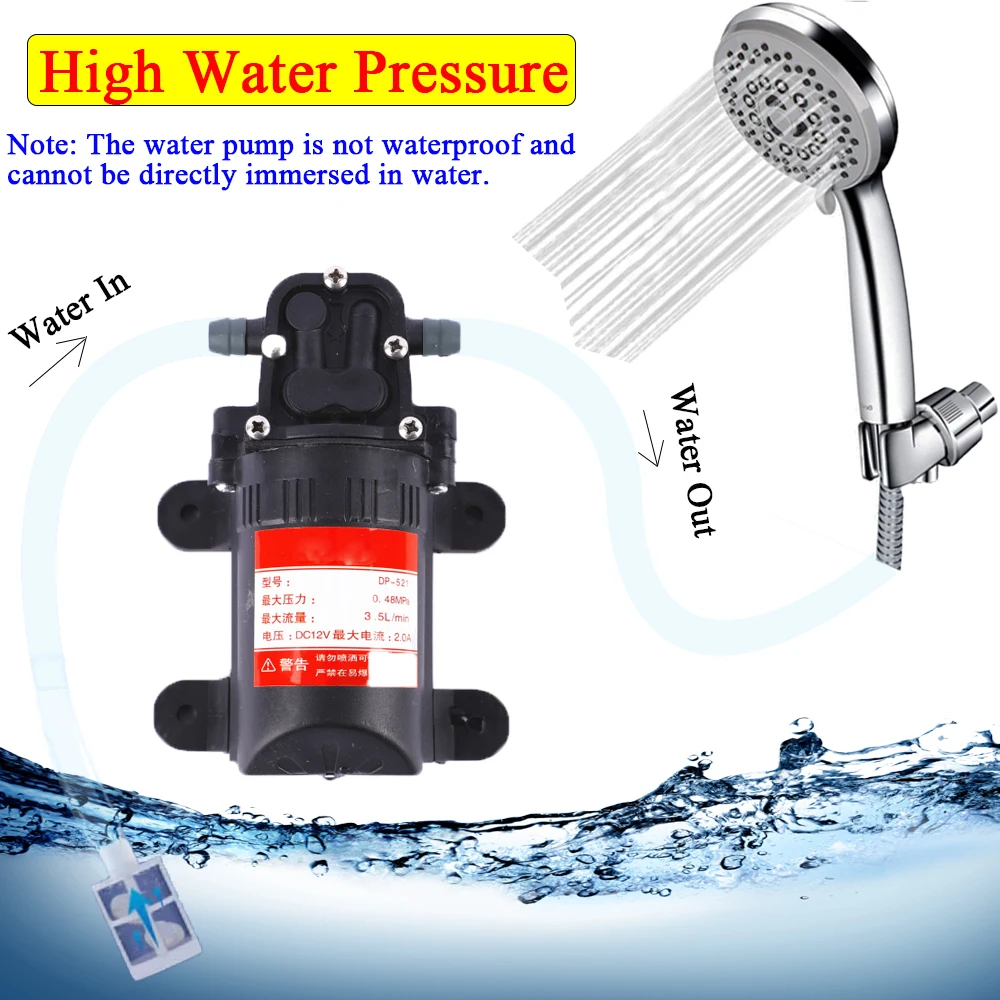 12v Agricultural Water Pump Portable Electric Diaphragm Sprayer Pump Aquarium Fountain Boat Tool Circulation Mini High Pressure