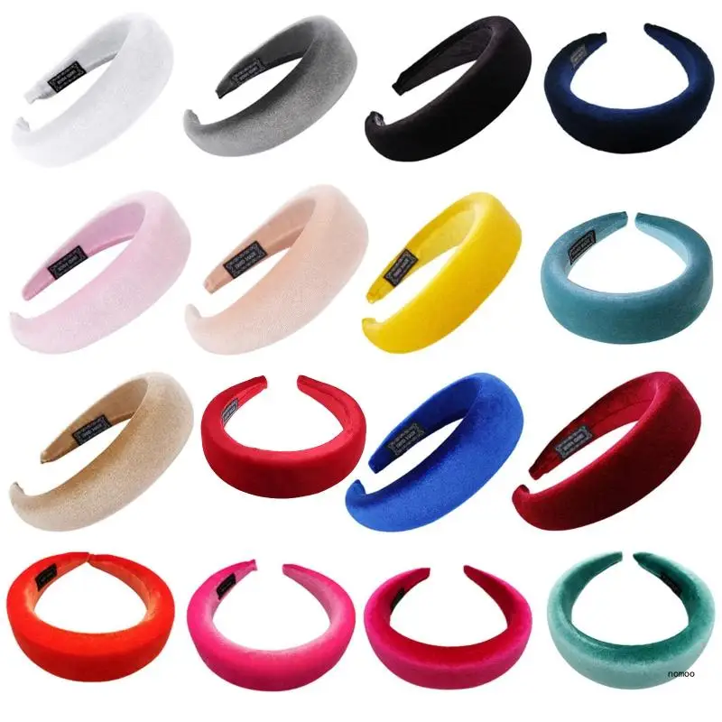 11 Colors Women Padded Wide Sponge Headband Glitter Sweet Candy Color