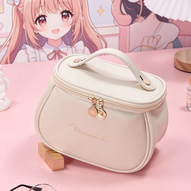 PU Breathable Water Proof Makeup Bag Girl Leisure Travel Large Capacity Portable Cosmetic Storage Water Proof Toilet Bag
