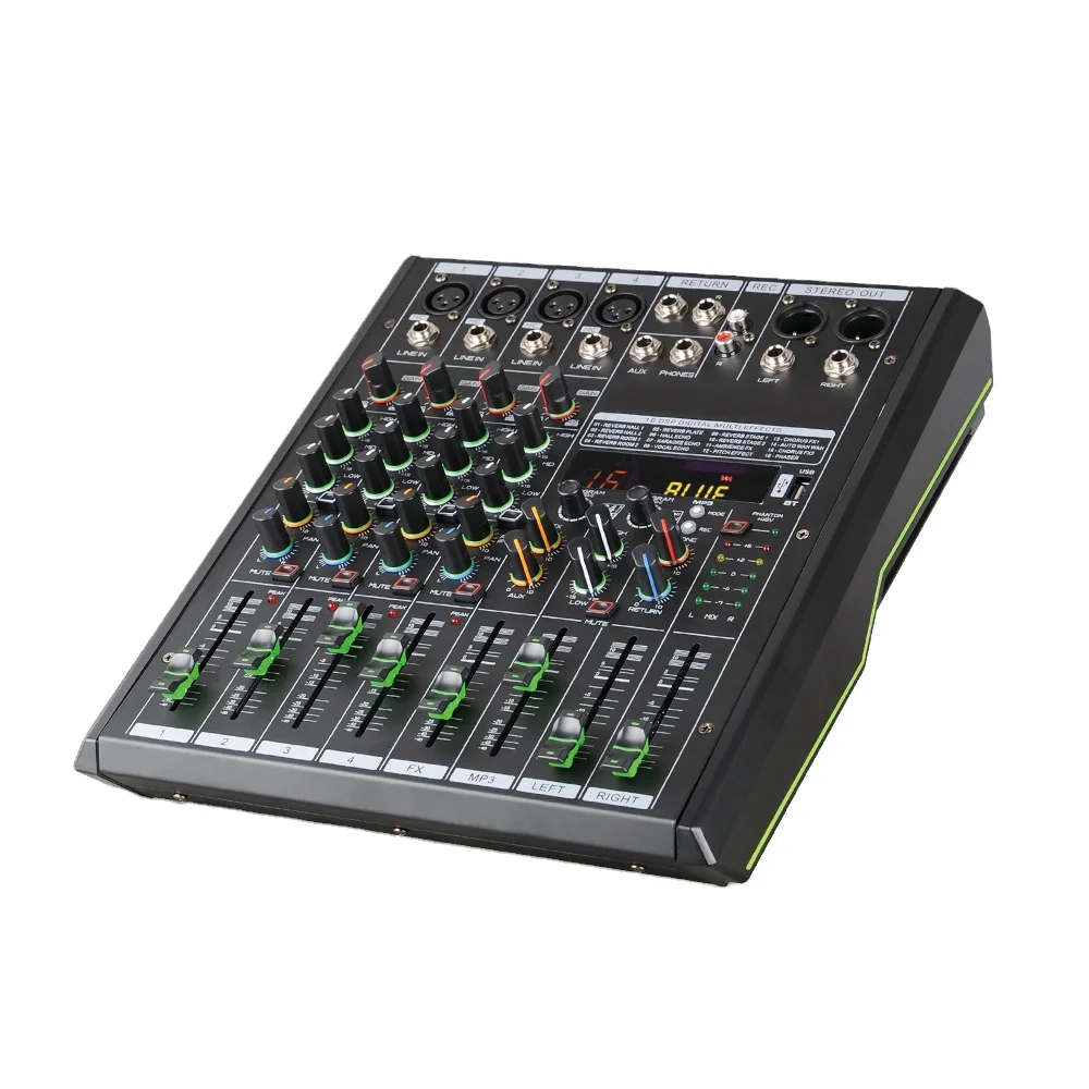 Mixer audio kartu suara 4 saluran, profesional dengan perekaman koneksi nirkabel