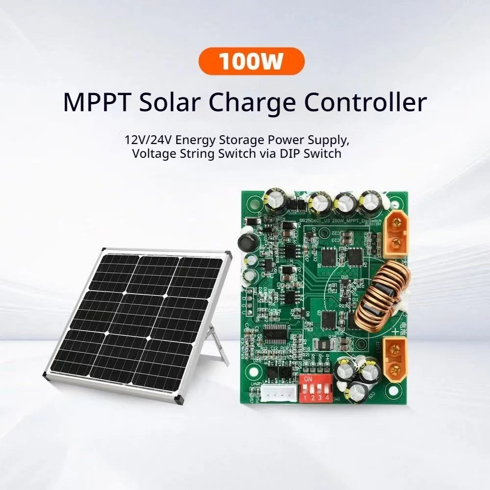 100W MPPT Solar Charge Controller 10A 12-45V Battery Regulator Multi Peak Tracking PV Input 11-45V DIP Switch Voltage Adjustable