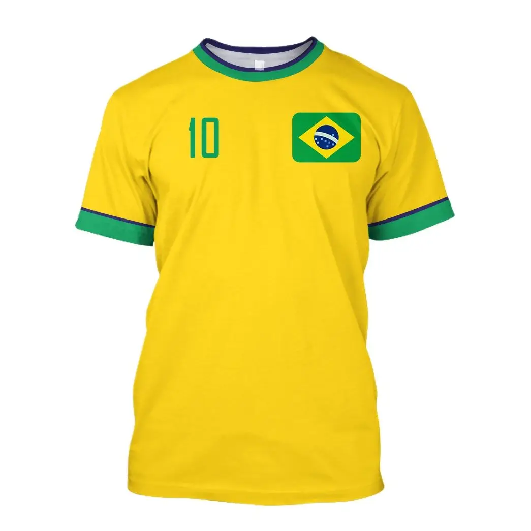 

2023 New Brazil Jersey T-shirt Fine Design Brazilian Select Shirt O Neck Oversized Football Team Casual Streetwear Mens Clothing