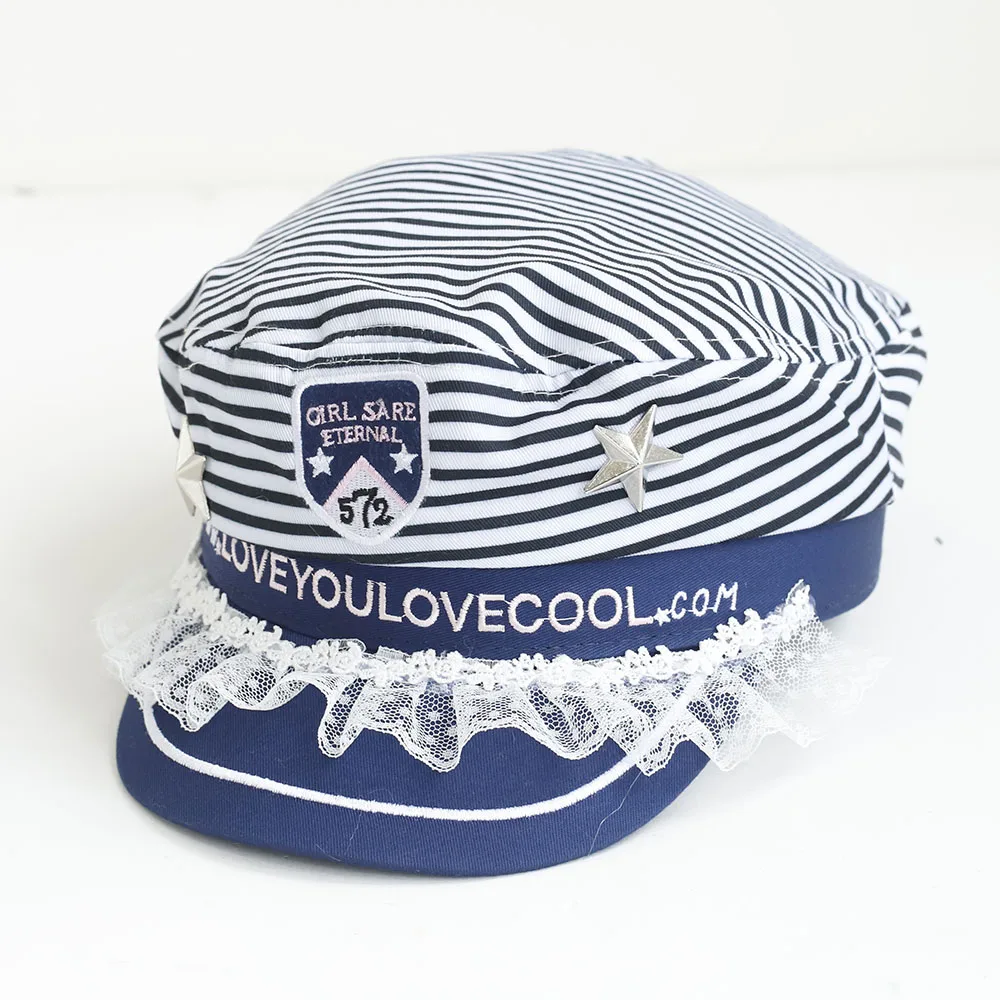 2026 new cool Y2K Casual Sle Flat Top Octagonal White Navy Sailor Hats for Women HIP hopPerformance Cosplay Naval Outing