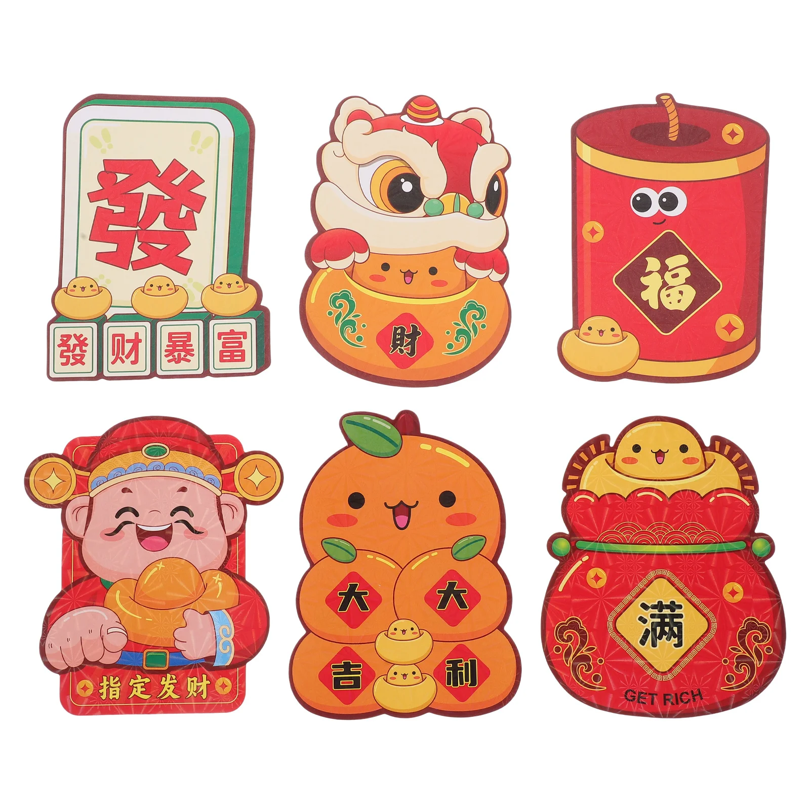 6Pcs Year of The Snake Red Envelope Cartoon Design 3D Holographic Lucky Money Pocket Chinese New Year Lunar Festival