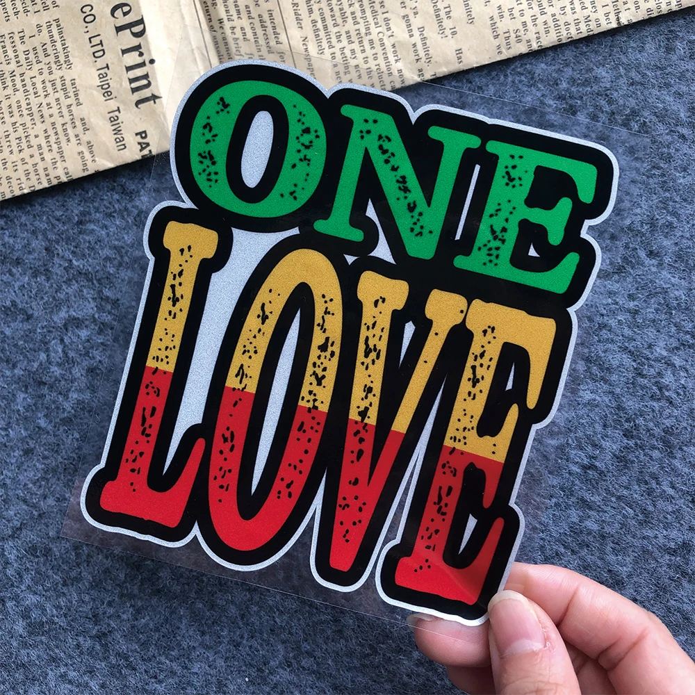 Vintage Rasta ONE LOVE Vinyl Reflective Car Stickers Decor Motorcycle Motor Bike Scooter Auto Body Windshield Deacl Accessories