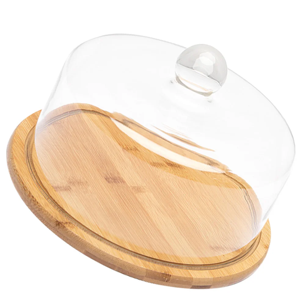 Cake Display Tray Stand with Bell Tent Creative Bread Plate Clear Container Lid Shelves Cover