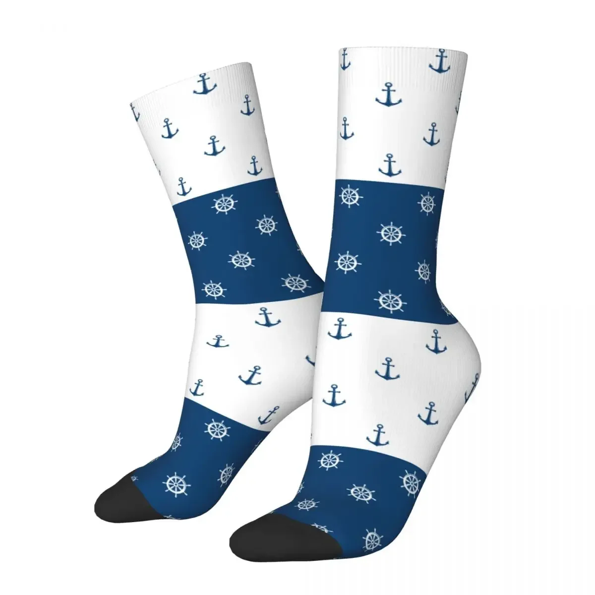 Socks Nautical Blue Helms Anchors Marine Rudder Product for Men Women Compression Sock All Season Best Gifts Idea