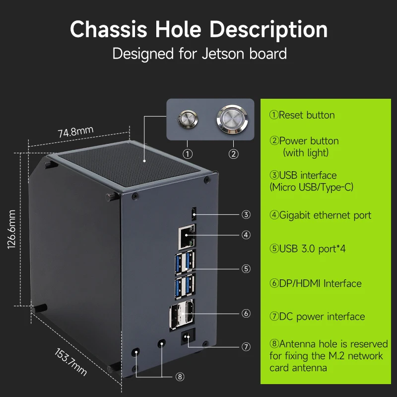 Jetson MINI NANO Protective Case DIY Electronic Box with OLED Cooling Fan Support Jetson NANO/Orin NANO/Orin NX/Xavier NX/TX2 NX