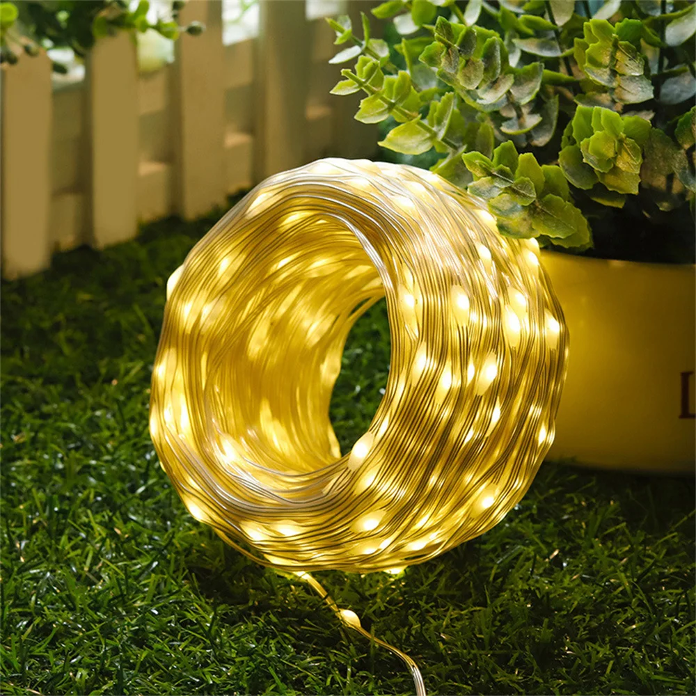 الجلود LED الشمسية و USB تهمة سلسلة أضواء الجنية 20M أضواء عيد الميلاد للماء في الهواء الطلق جارلاند عالية الطاقة #5