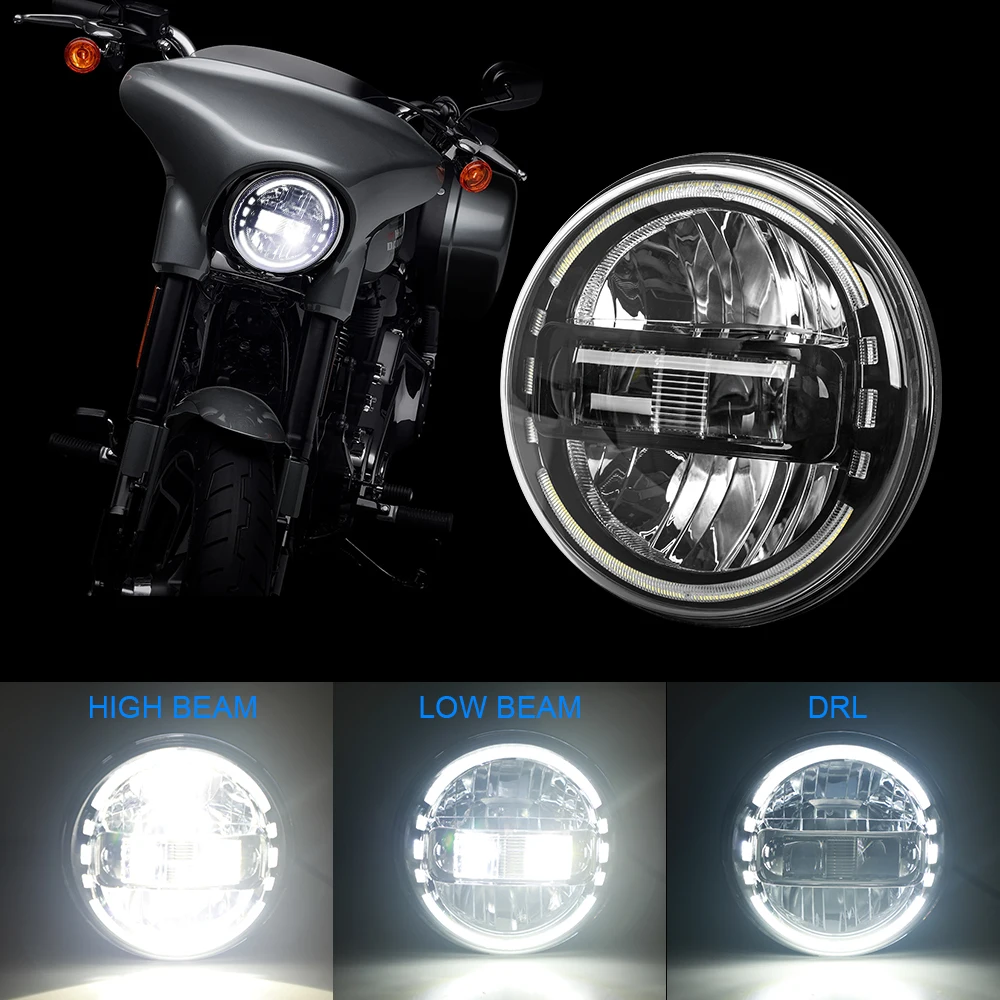 Universal 1 PCS 7 Inch LED Headlights With Halo Ring Angel Eye DRL For JEEP Niva Motorcycle Lada Offroad YAMAHA HONDA Moto Ect