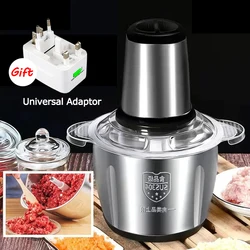 Electric Meat Grinder, Food Processor, Chopper Mixer, Stainless Steel Household Grinder, Kitchen Machines, 2l 3l,110v-220v