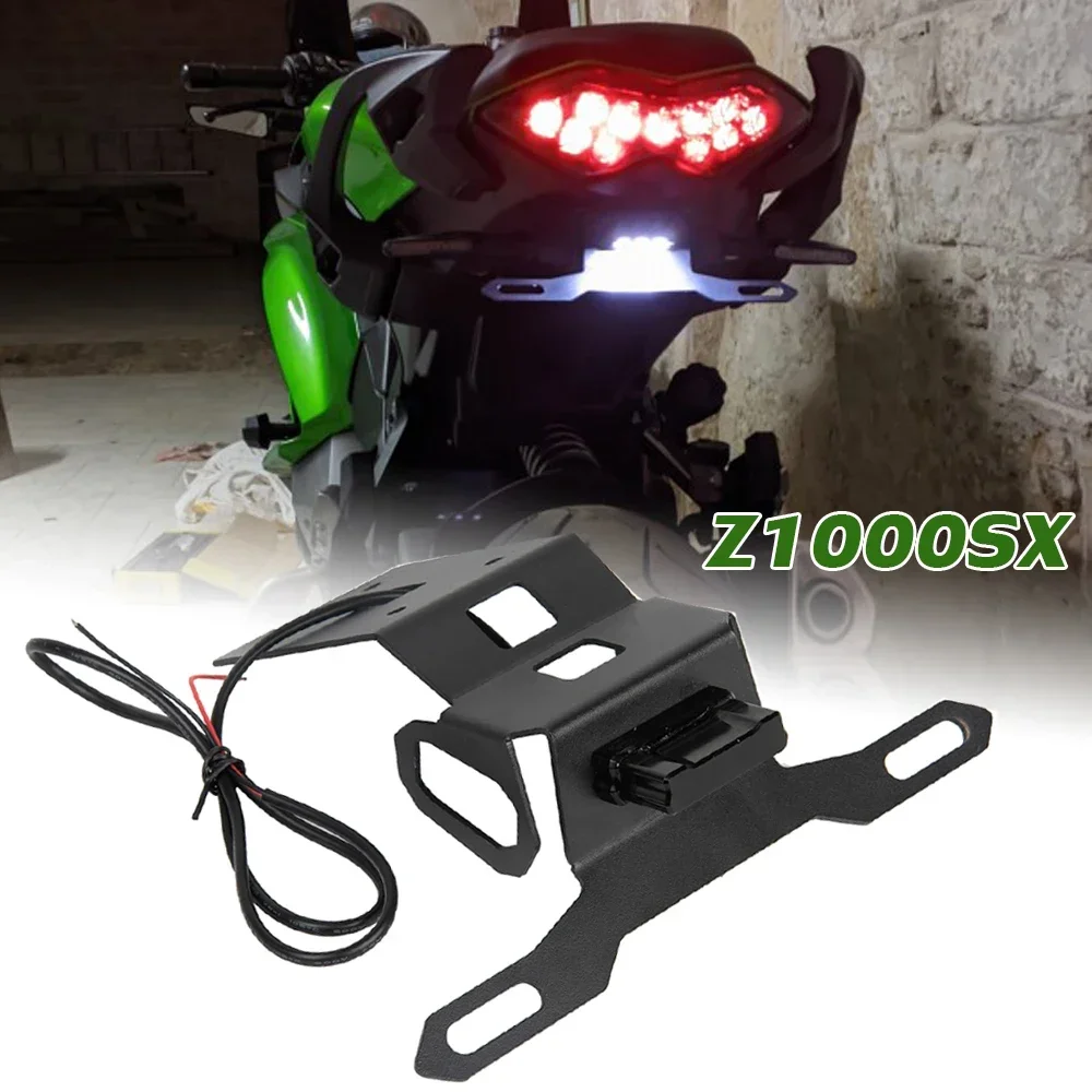 For Kawasaki Ninja 1000SX License Plate Holder Fender Eliminator Tail Tidy Light Z1000SX 2020 2021 Z1000 SX Acccessories Motor