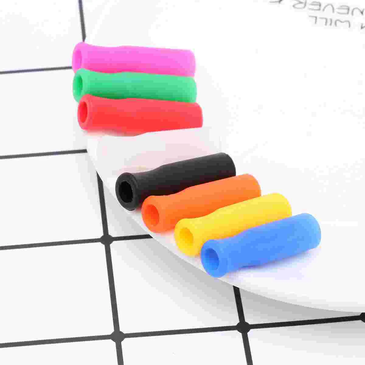 35 Pcs Multicolored Straws Heat-resistant Covers Pipette Tip Sipping Cold-resistant Silicone Tips Stainless Steel