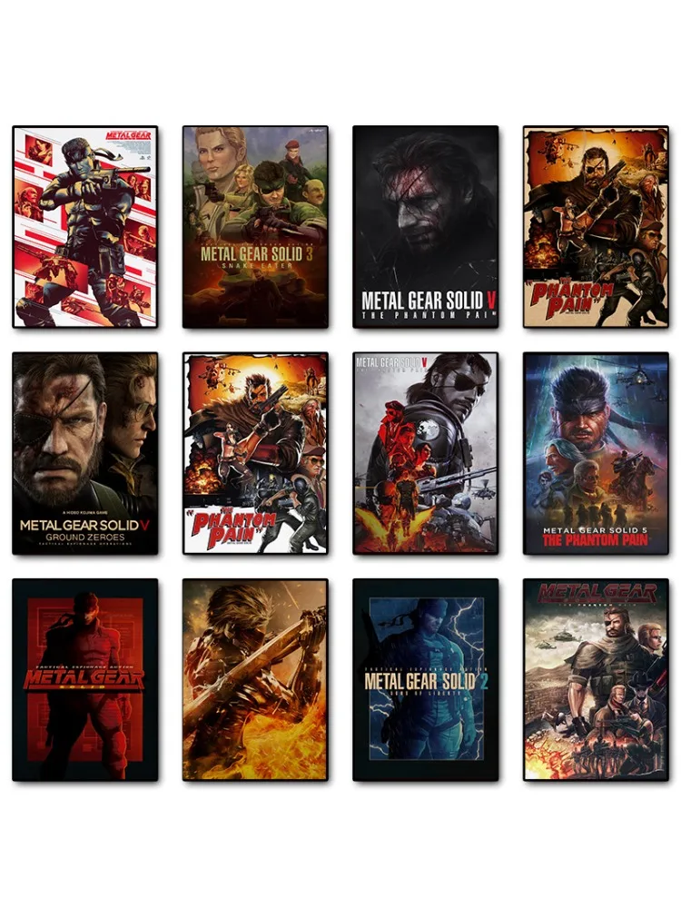 Metal Gear – affiche de personnage de jeu vidéo classique solide, images d'art murales imprimées, peinture sur toile, décoration de salon, chambre à coucher, maison