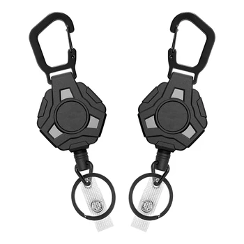 4'lü Paket Geri Çekilebilir Anahtarlık Ağır Hizmet Tipi, Geri Çekilebilir Rozet Makaraları, Karabinalı Rozet Tutucu, 31,8 İnç Kaplamalı Çelik Kordon Dayanıklı