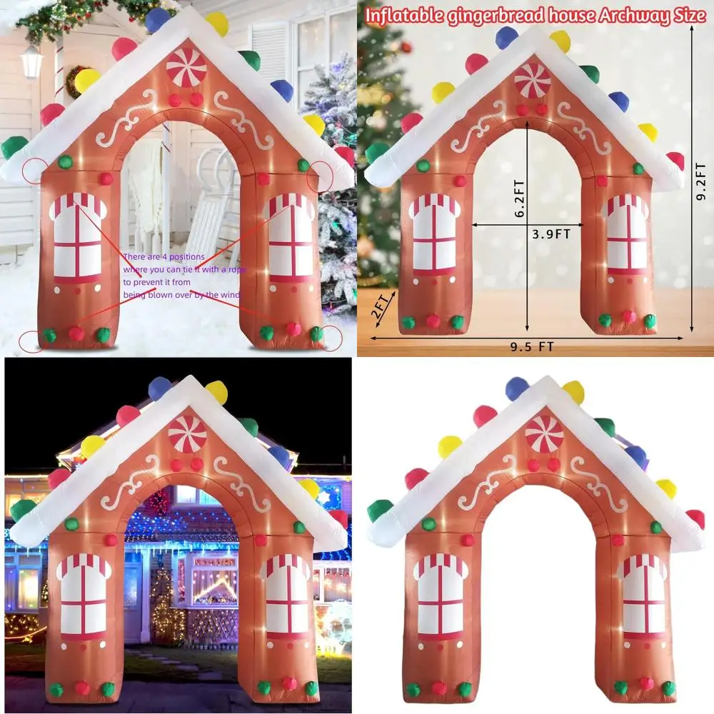 

Giant Outdoor Christmas Gingerbread Archway with LED Lights, Inflatable Holiday Yard Decoration