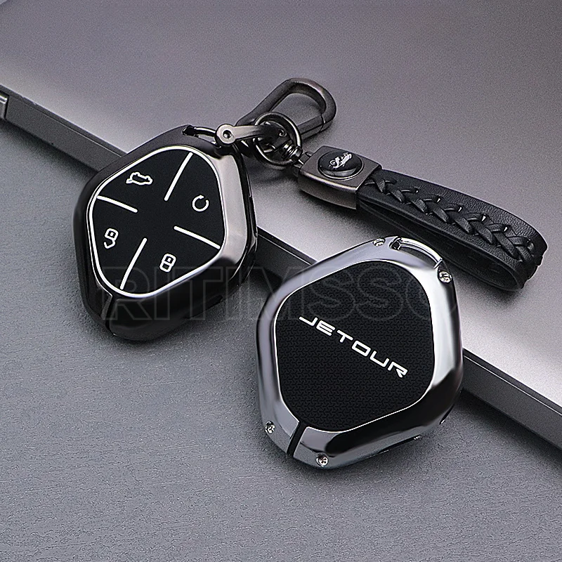 Alloy+Silica Gel Full Cover Car Key Case For 2022 2023 Jetour DASHING X-1 Plus DTC Car Remote Key Protection Shell