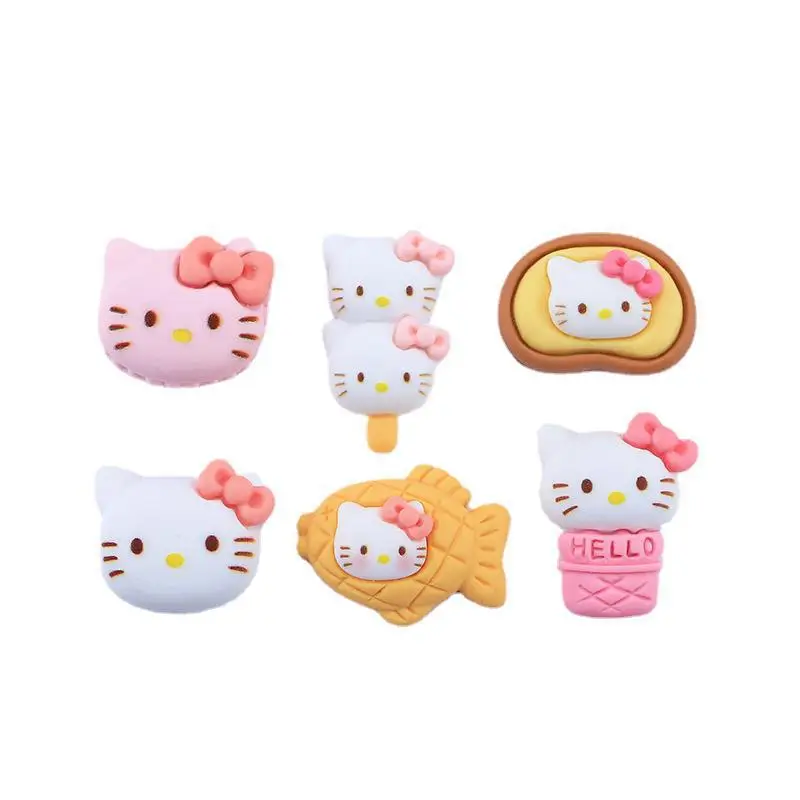 5 buah seri miniso lucu sanrio hello kitty kartun resin cabochons pipih diy bahan kerajinan perhiasan membuat pesona