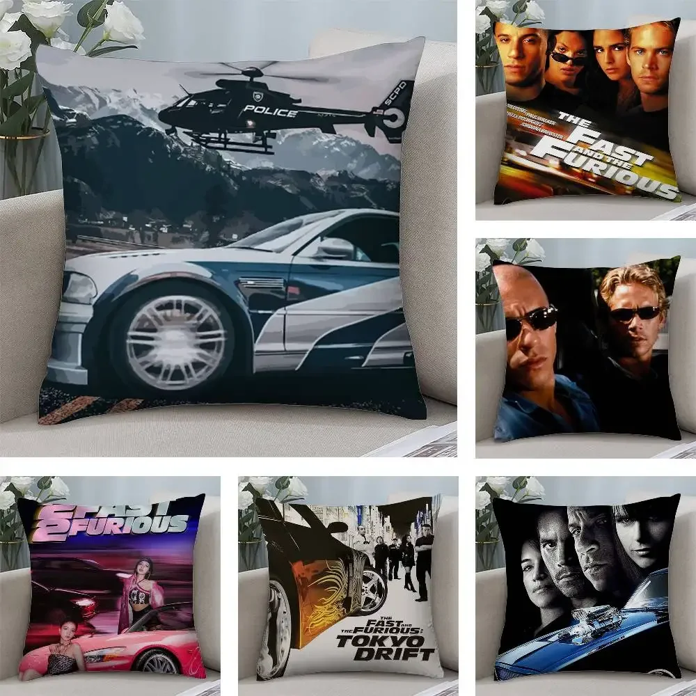 Film F-Fast and F-Furious Car Double-sided Printed pillow cover Short plush Suitable living rooms bedrooms throw cushion cover