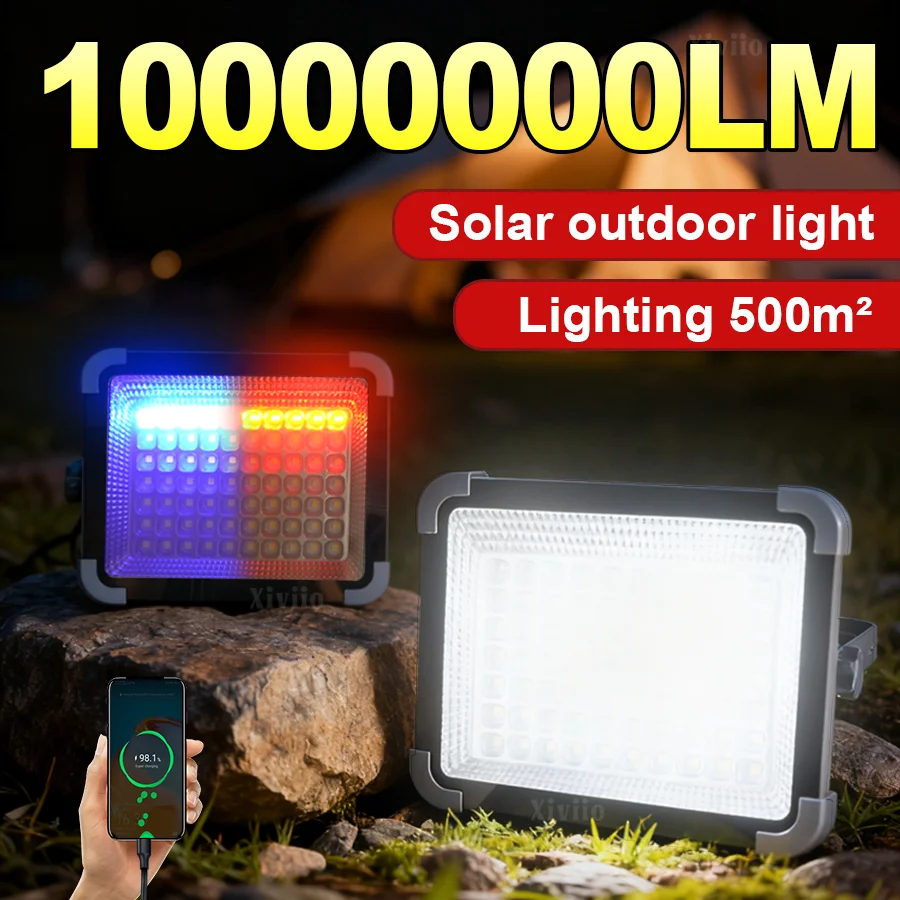 10000000LM Solar Charging Lights Waterproof Portable Lantern 576LEDs Powerful Solar Flood Light Tent Camping Lamp Emergency