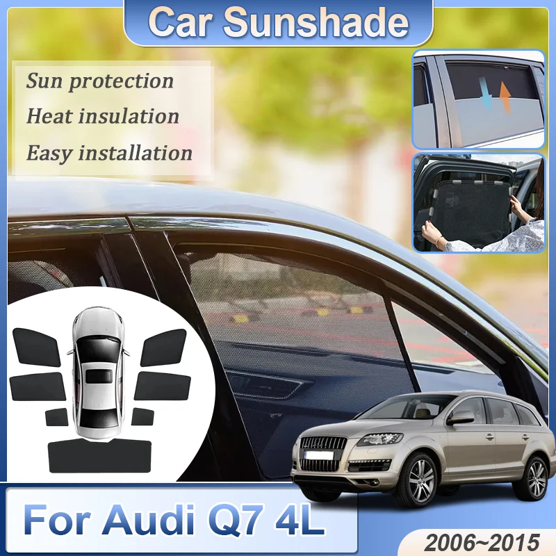 Mesh Sunshades For Audi Q7 Accessories 2007 4L MK1 2006~2015 Magnetic Anti-Mosquito Sunshade UV Protector Curtains Windshield