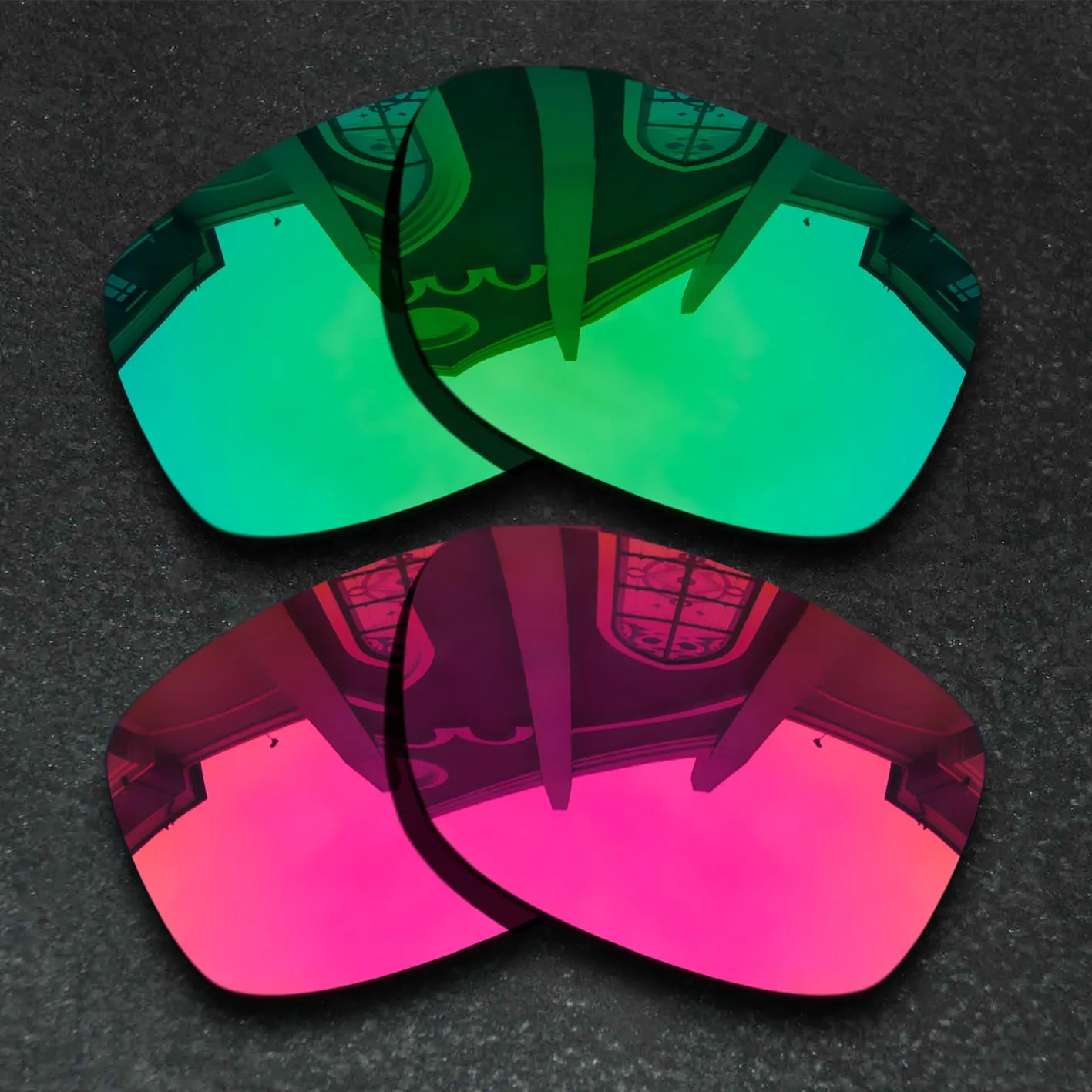 

2SETS Jade Green&Violet Red Sunglasses Polarized Replacement Lenses for Oakley Jupiter Squared