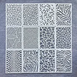 12Pcs/Set 21*15cm Leopard Printed Graffiti DIY Layering Stencils Wall Painting Scrapbook Coloring Embossing Album Decor Template