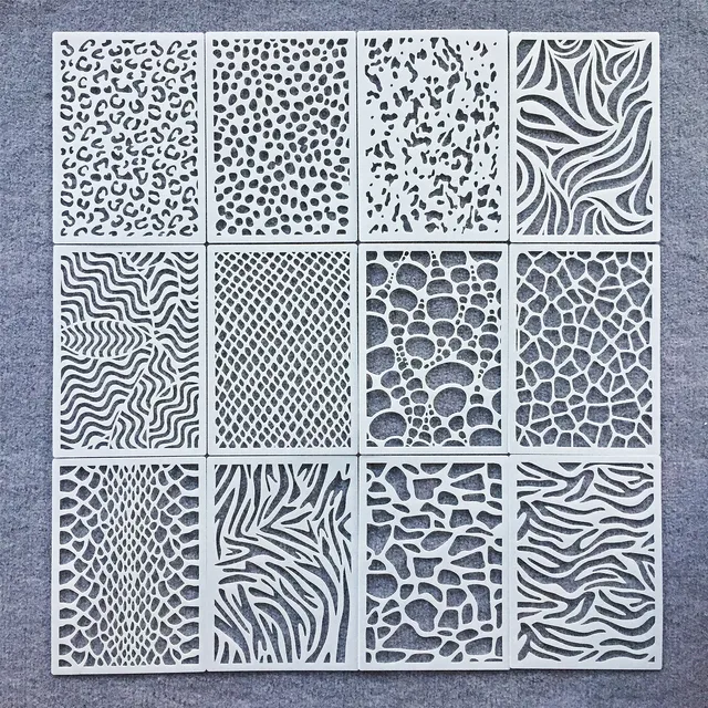 12 sztuk/zestaw 21*15cm wzór w cętki Graffiti DIY nakładania warstw szablony malowanie ścian księga gości kolorowanie tłoczenie Album Decor szablon