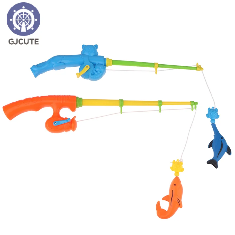 1Pcs Children Magnetic Fishing Rod With 10 Random Small Fish Bathtub Pool Water Floating Fish Toy Parent-child Interactive Toys