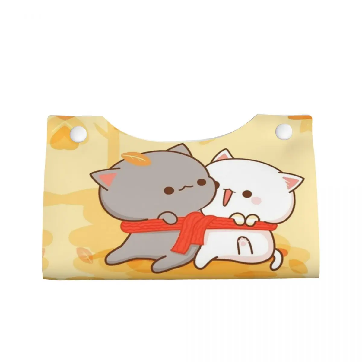 Custom Romantic Mochi Cat Peach And Goma Tissue Box Cover PU Leather Rectangular Facial Tissues Holder for Car