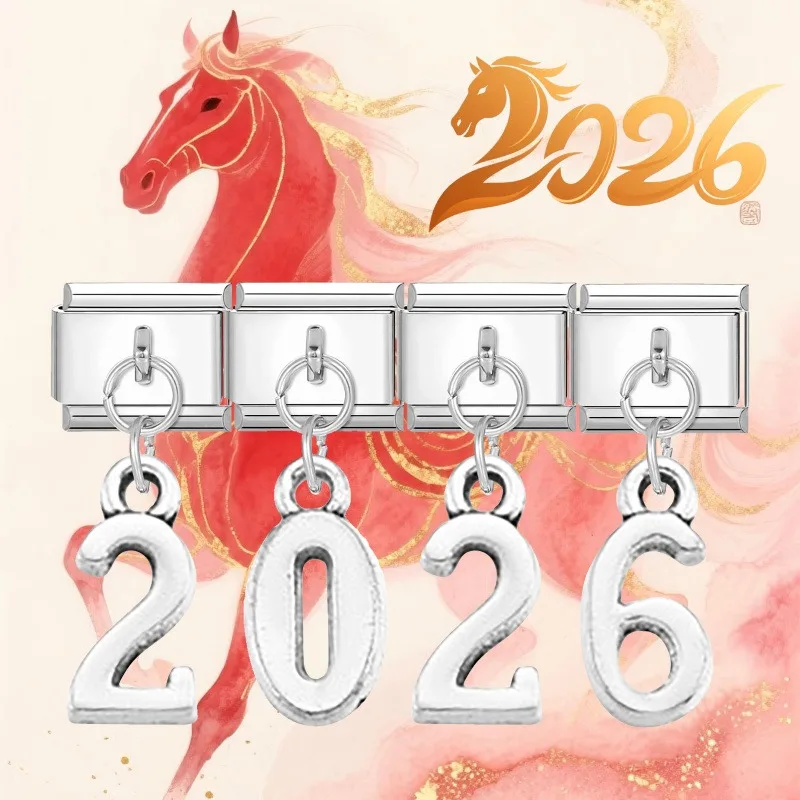 أحدث صيحات الموضة للرجال والنساء 26 قلادة بحروف إنجليزية وصلات ساحرة تناسب سوار 9 مللي متر من الفولاذ المقاوم للصدأ صنع مجوهرات ذاتية الصنع