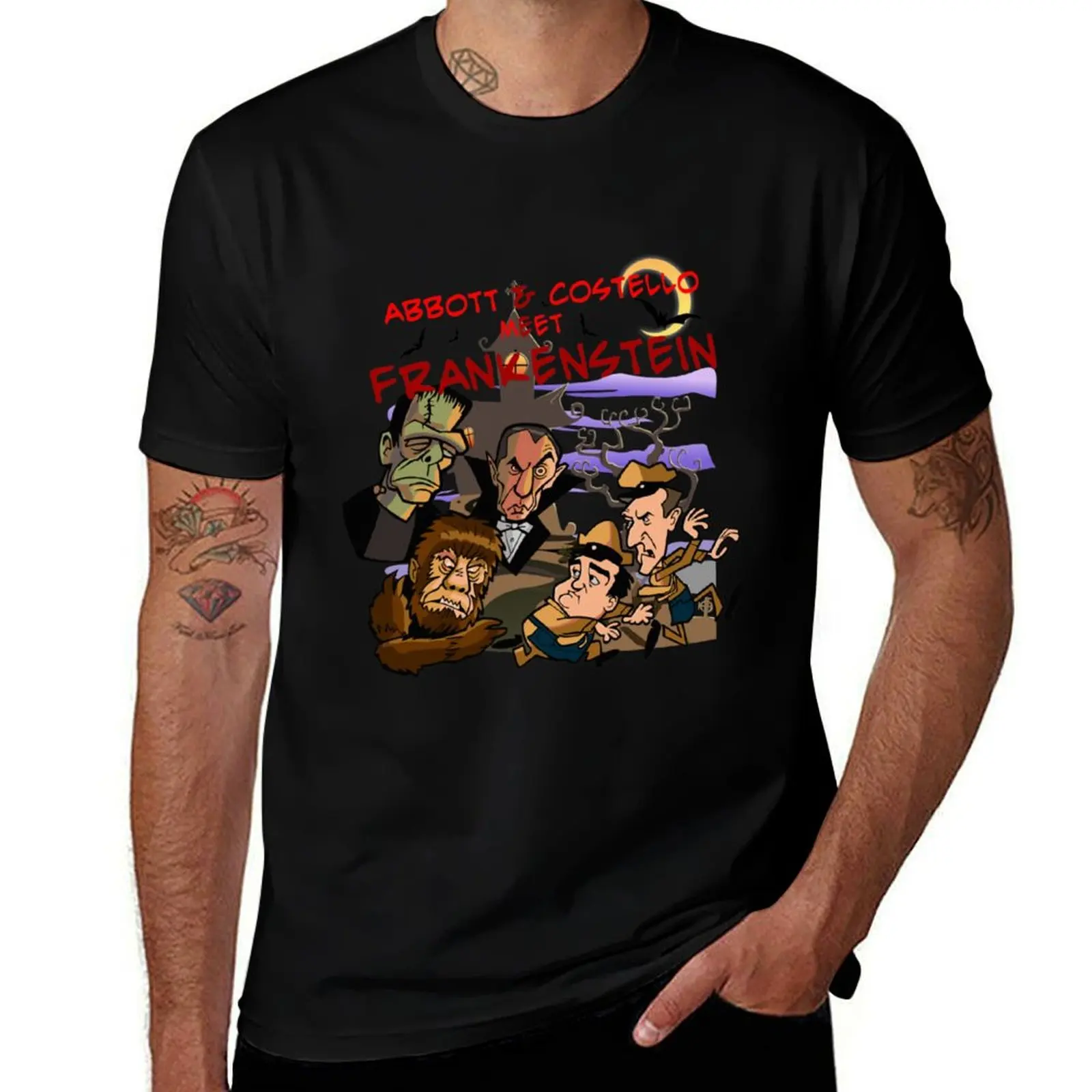 Abbott & Costello Meet Frankenstein| Perfect Gift T-Shirt Work Short Sleeve Cotton Top T-Shirt