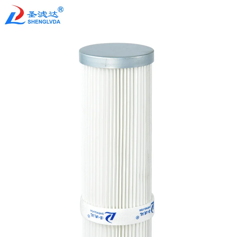 Slender Dust Filter Element for Industrial Use, Pleated Dust Removal Filter Cartridge with Holes In Flower Plate.