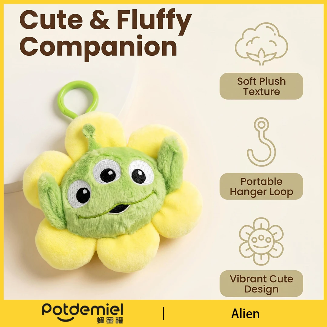 Potdemiel Disney Toy Story Alien Stuffed Alien Keychain Classic Flower Three Eyed Doll Purse Hanger Key Ring Holiday Gift Figure