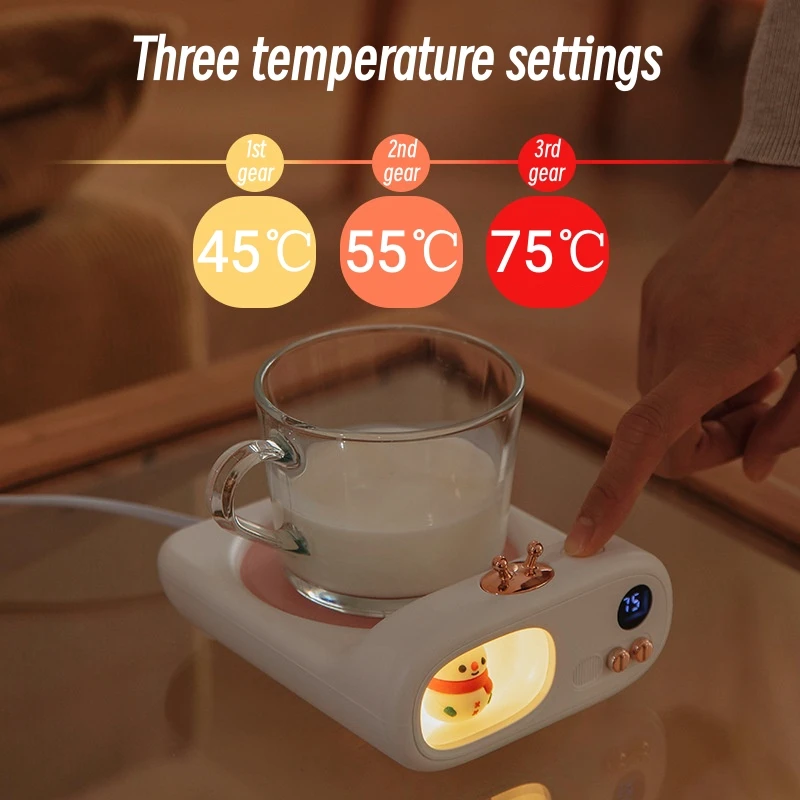 Cup Heater Coffee Mug Warmer Electric Hot Plate with 3 Temperature Setting Thermostatic Heating Pad for Coffee Milk Tea 110-220V