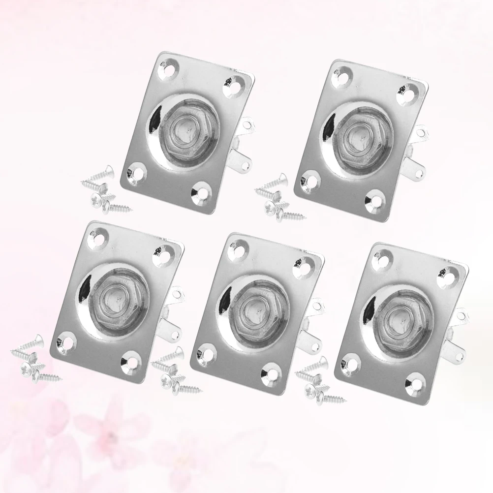 

5pcs Plate Pickup For Jack Output Plate Electric Guitar Output Socket Square Indented Jack Plug Socket Replacement Parts Guitar