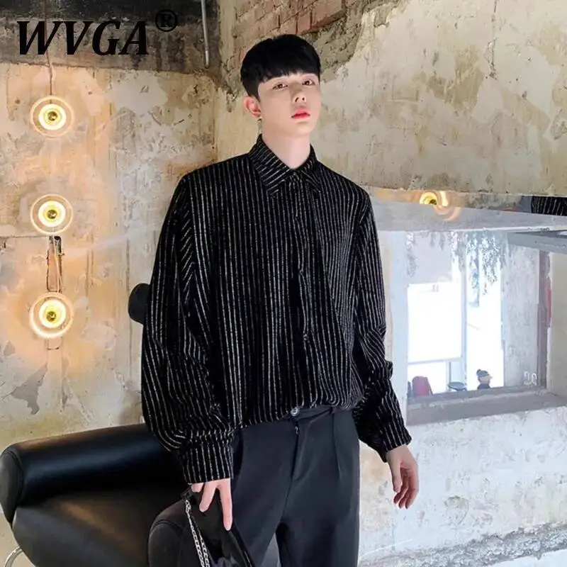 

WVGA весна осень новые мужские рубашки Tide High Street Diamond в вертикальную полоску с длинным рукавом нишевая шикарная повседневная рубашка Ins W7466