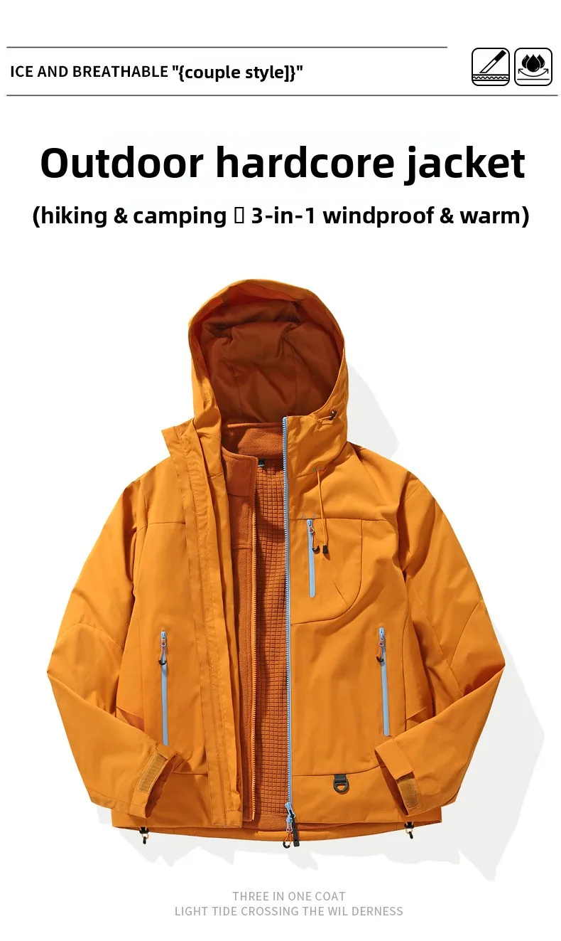 Wind- und wasserdichte Outdoor-Jacken zum Wandern, Camping, Angeln, Bergsteigen, mit Fleece gefütterte, wind- und wasserdichte Mäntel – Detail 3