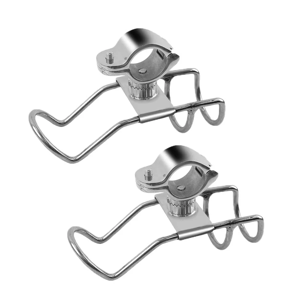 2Pcs 360 DegreeClamp on Rod Holder Marine Grade AISI316 Stainless Steel Pole Bracket Mount Boat On Rail Boat Accessories Yacht