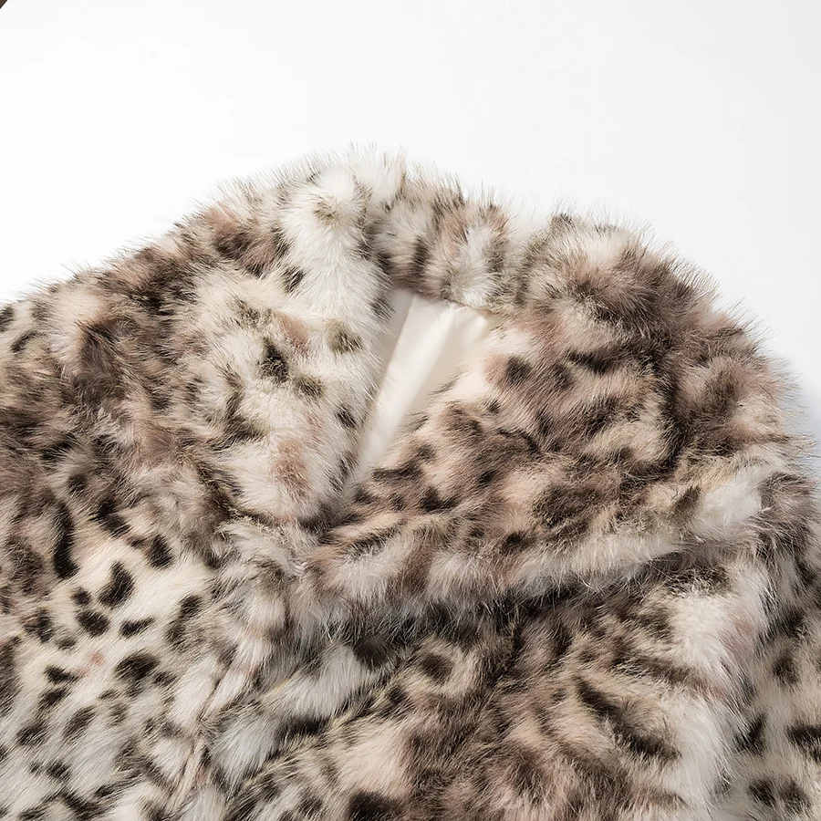 2026 Chaqueta de piel sintética retro con estampado animal de otoño e invierno