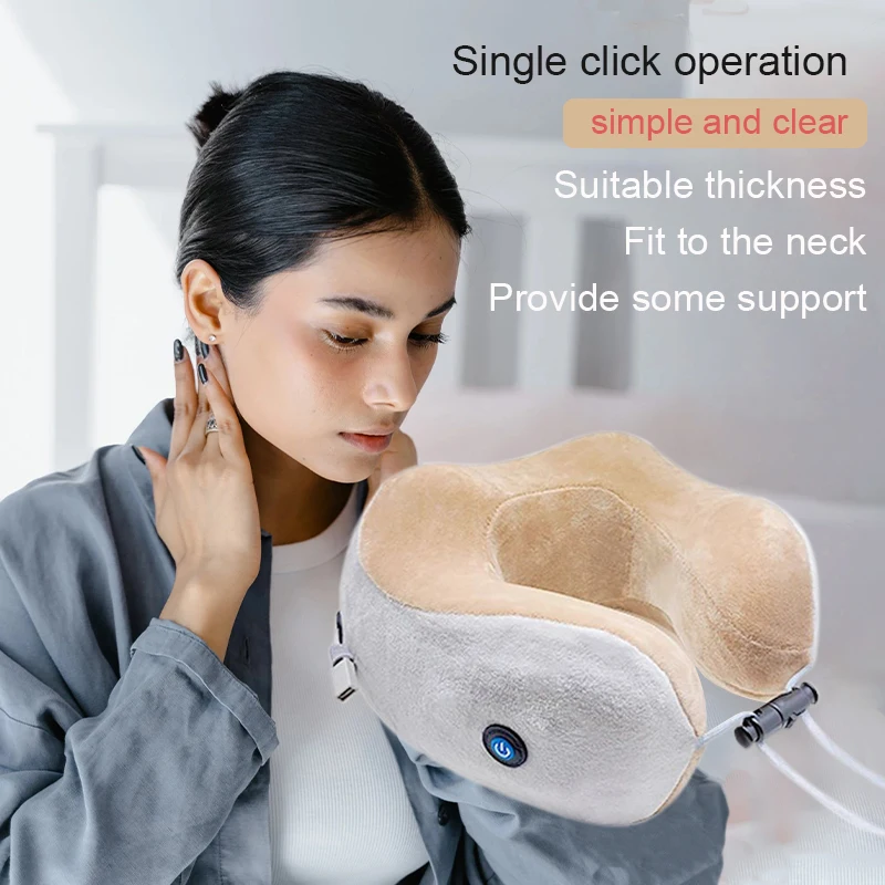 Electric Massage Pillow Neck Relaxation Tool U-shaped Fits the Neck Suitable for Travel Home Massage Single Button Operation